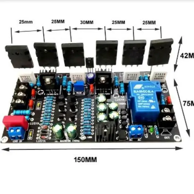 Alt view image 2 of 3 - Mono 300W Amplifier Board 1943+5200 Post-stage Amplifier Board with Speaker Protection