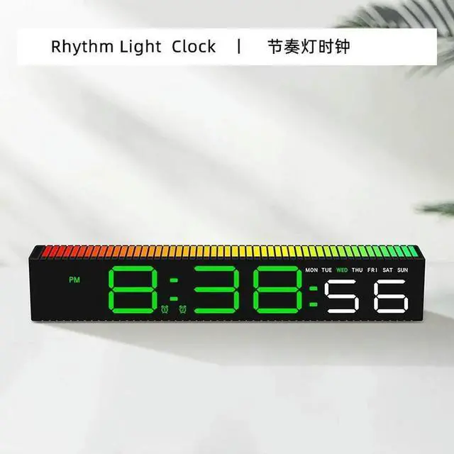 Alt view image 2 of 3 - Rhythm light clock desktop ornament, creative LED digital display, large screen numbers are clearly visible