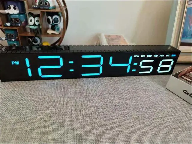 Alt view image 3 of 3 - Rhythm light clock desktop ornament, creative LED digital display, large screen numbers are clearly visible