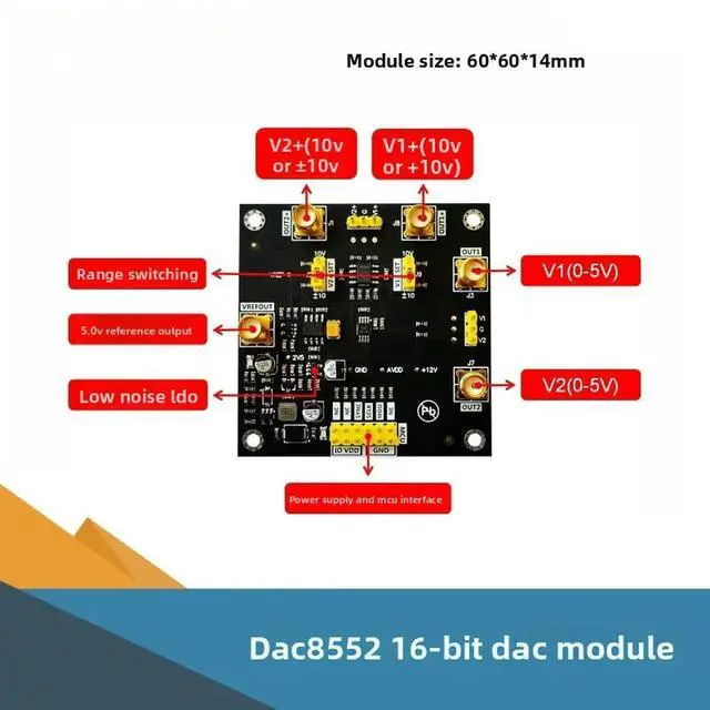 Alt view image 2 of 3 - DAC8552 module 16-bit dual-channel digital-to-analog converter 0-5V 0-10V plus or minus 10V high-precision DAC