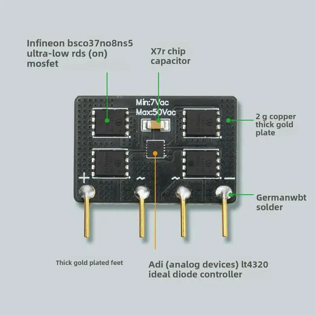 Alt view image 3 of 3 - Rectifier Bridge HiFi Fever Synchronous Rectifier LT4320 High Efficiency Low Noise AC-DC Upgrade Module