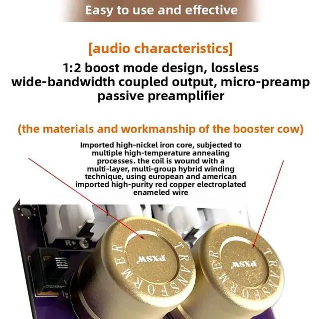 Alt view image 2 of 3 - UY-103 Audio Isolation Bull Signal Transformer Improves Audio Boost Bull Passive Front Thick Warm Amplification Gain