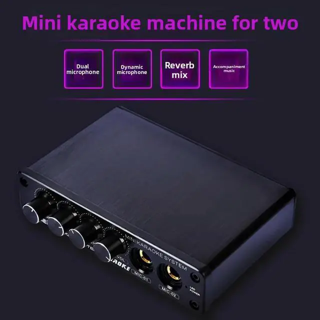 Alt view image 2 of 3 - Line Audio Mixer Dual Microphone Reverberation Device Karaoke Mixer Mini Dual-Channel Karaoke Mixer