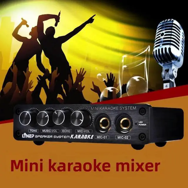 Alt view image 3 of 3 - Line Audio Mixer Dual Microphone Reverberation Device Karaoke Mixer Mini Dual-Channel Karaoke Mixer