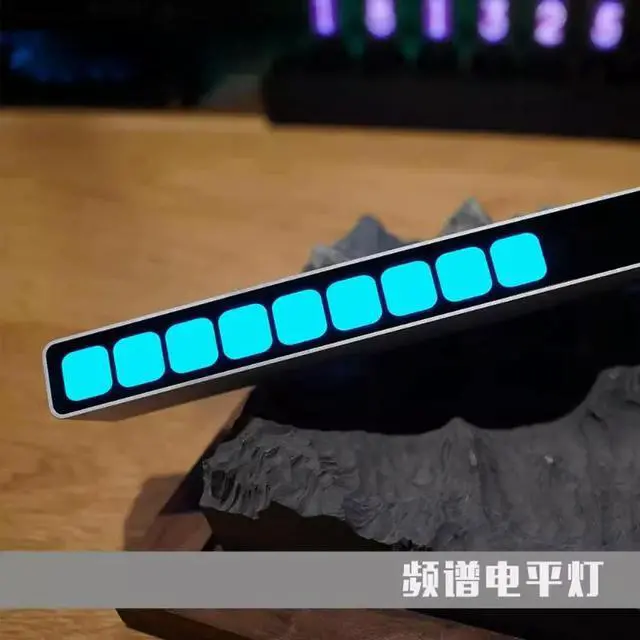 Alt view image 2 of 3 - Music Level Light Spectrum Audio Aluminum Shell Rhythm Light Microphone Sound Control Desk Ornament Car Gift