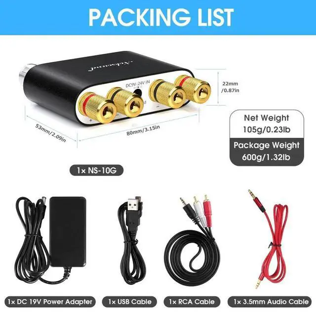 Main image of 100W Audiophile Amplifier Bluetooth 5.0 Digital Amplifier HIFI Mini 2.0 Channel TV Speaker USB Sound Card