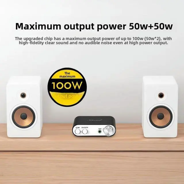 Alt view image 2 of 3 - 100W Audiophile Amplifier Bluetooth 5.0 Digital Amplifier HIFI Mini 2.0 Channel TV Speaker USB Sound Card
