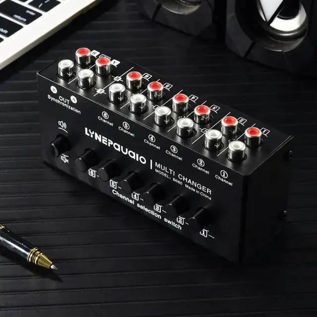 Alt view image 2 of 3 - 6 In 2 Out Audio Signal Selection Switcher Audio Switcher Source Switcher 2 Out Synchronous Output RCA