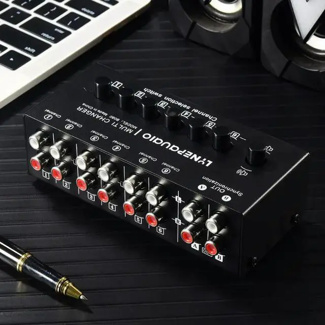 Alt view image 3 of 3 - 6 In 2 Out Audio Signal Selection Switcher Audio Switcher Source Switcher 2 Out Synchronous Output RCA