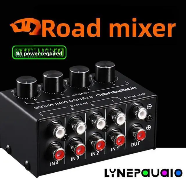 Alt view image 3 of 3 - Lossless Professional Audio Signal Mini Stereo Four-Channel Passive Mixer Stereo Mixer