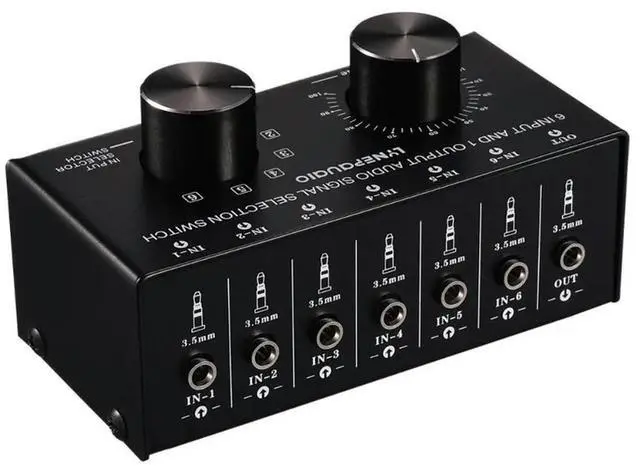 Alt view image 2 of 3 - LinePup 6-in 1-out Audio Source Signal Selector Switcher Headphone Speaker Switch Output Volume Adjustment Lossless