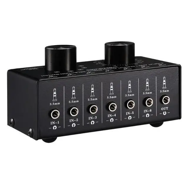 Alt view image 3 of 3 - LinePup 6-in 1-out Audio Source Signal Selector Switcher Headphone Speaker Switch Output Volume Adjustment Lossless