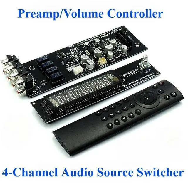 Alt view image 2 of 3 - VFD display volume controller, remote control volume board HIFI fever front board 4 channels sound source switching board