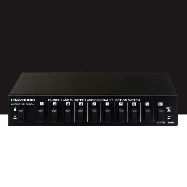 Alt view image 2 of 3 - 10-in 2-out Audio Signal Selector Switcher for Headphones and Speakers, Bidirectional Switching 2-in 10-out, Lossless
