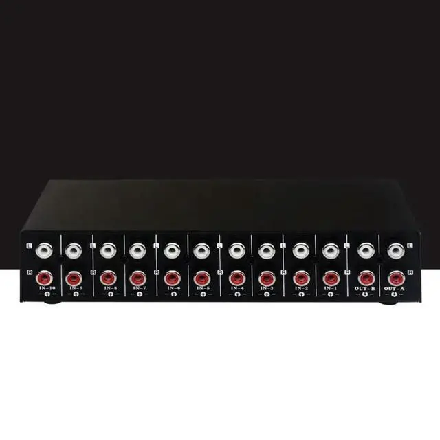 Alt view image 3 of 3 - 10-in 2-out Audio Signal Selector Switcher for Headphones and Speakers, Bidirectional Switching 2-in 10-out, Lossless