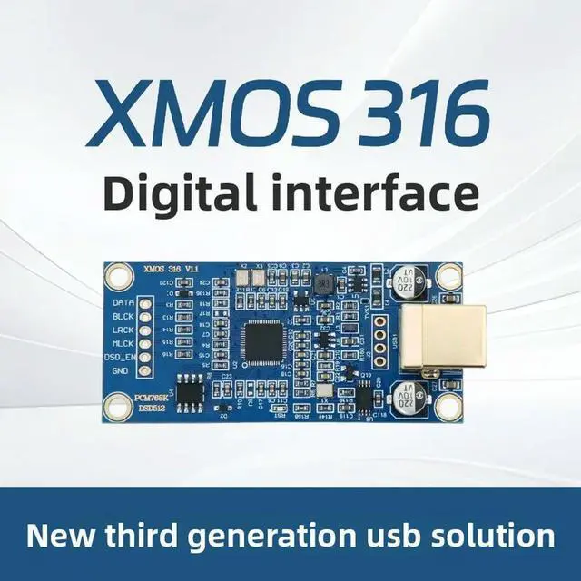 Main image of XMOS XU316 USB Digital Interface Supports DSD512 Compatible with Amanero Subcard Gold-Plated 4-Layer PCB