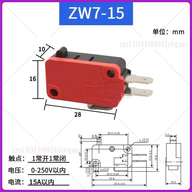 Alt view image 2 of 2 - 10pcs ZW7-15, self-resetting SV-16-1C25 button, three-pin foot switch, core limit pedal accessories
