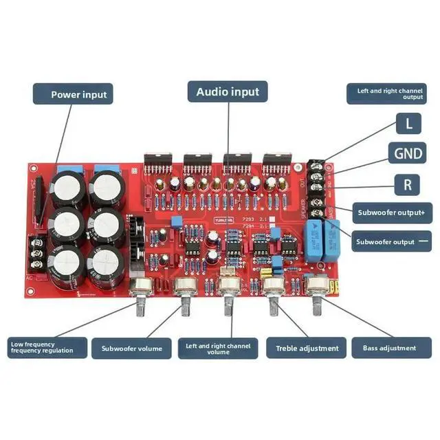 Alt view image 3 of 3 - TDA7294 2.1 Channel Hi-Fi Audiophile Amplifier Board High Power 2.1 Channel Subwoofer Finished Board