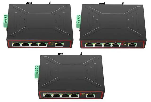 Main image of 3X 5 Ports 100M Industrial Network Switch RJ45 Hub Internet Splitter Switch Plug And Play DIN Rail Type Enhance Switch