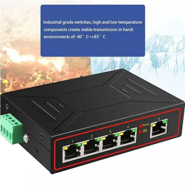 Alt view image 3 of 3 - 3X 5 Ports 100M Industrial Network Switch RJ45 Hub Internet Splitter Switch Plug And Play DIN Rail Type Enhance Switch