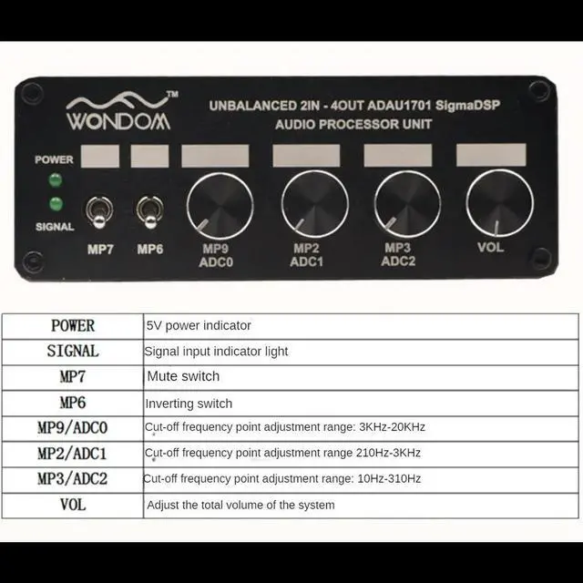 Alt view image 2 of 3 - ADAU1701 2.1 4.0 DSP Audio Processing 24-bit ADC/DAC 2 In 4 Out Electronic Crossover for Subwoofer 48kHz Support SigmaStudio