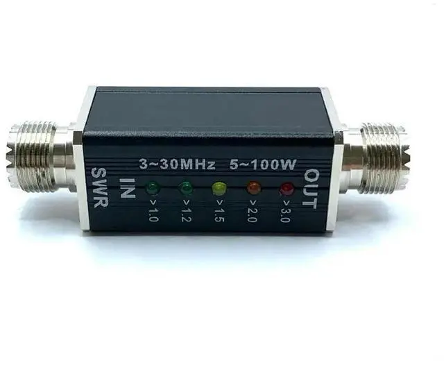 Main image of 3-30MHz Frequency to 100W Shortwave Standing Wave Indicator RF Tap Power Supply M Female Port Standing Wave Meter