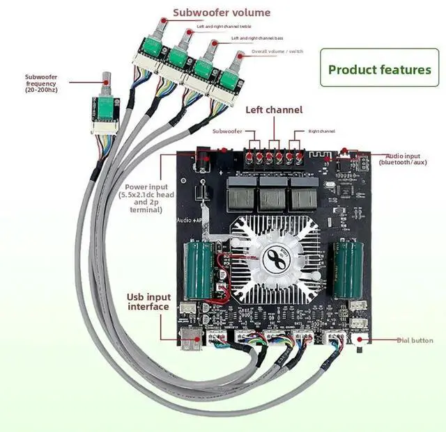 Alt view image 2 of 3 - HT21-3G Third Generation TDA7498E Bluetooth Amplifier Board Module Subwoofer High and Low Tone Adjustment 160Wx2+220W