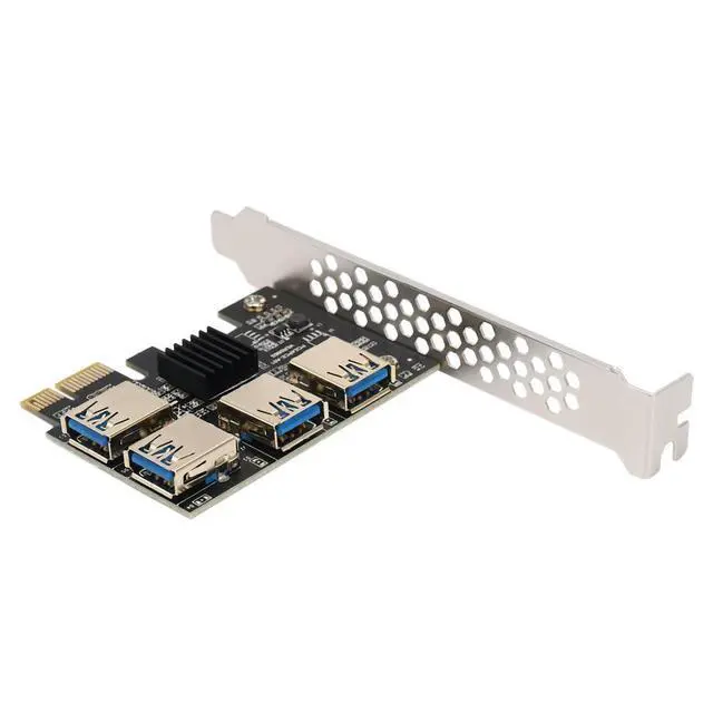 Alt view image 3 of 3 - 5X 4 Ports Pcie Riser Adapter Board PCI-E 1X To 4 USB 3.0 PCI-E Rabbet GPU Riser Extender Ethereum ETH/Monero XMR