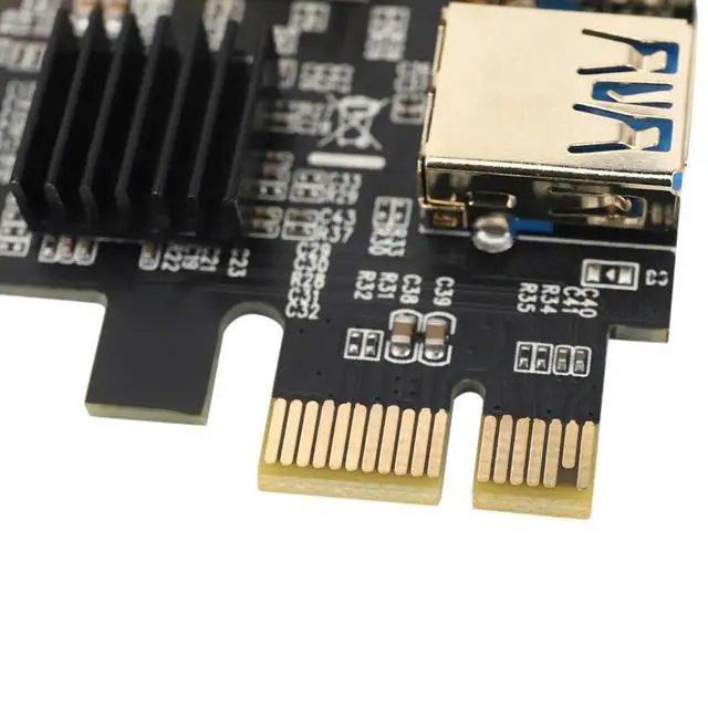 Alt view image 2 of 3 - 5X 4 Ports Pcie Riser Adapter Board PCI-E 1X To 4 USB 3.0 PCI-E Rabbet GPU Riser Extender Ethereum ETH/Monero XMR