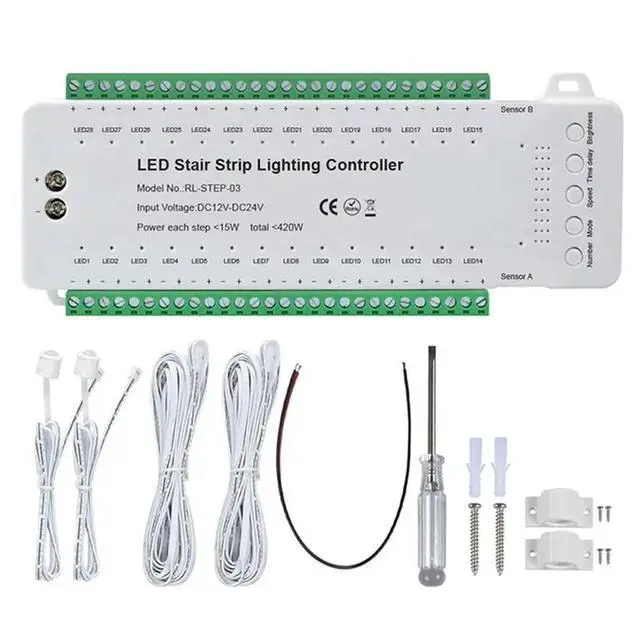 Alt view image 3 of 3 - 2X Stair LED Motion Sensor Controller Stair Induction Controller LED Strip Dimmer Stairway Light Controller