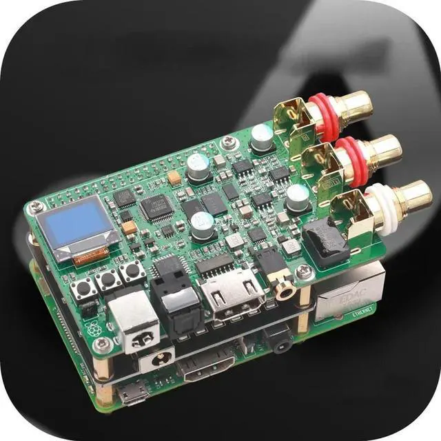 Alt view image 2 of 3 - Raspberry Pi ES9038Q2m DAC audio decoder board HIFI coaxial fiber I2S analog 3B+4B 768K 32Bit DSD512