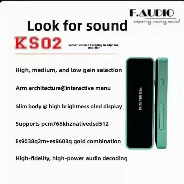 Main image of F.AUDIO Xunsheng KS02 Decoder Headphone Amplifier OLED Display Small Tail XMOS+ES9038Q2M Chip