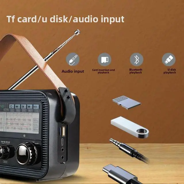 Alt view image 3 of 3 - R803 Pointer Retro Full Band Elderly Radio Card Slot Bluetooth Speaker Support U Disk