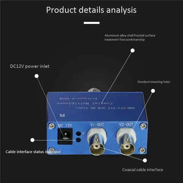 Alt view image 3 of 3 - 3X Two-Channel AHD/CVI/TVI1080P HD Video Multiplexer Coaxial HD Expander Adder For Camera