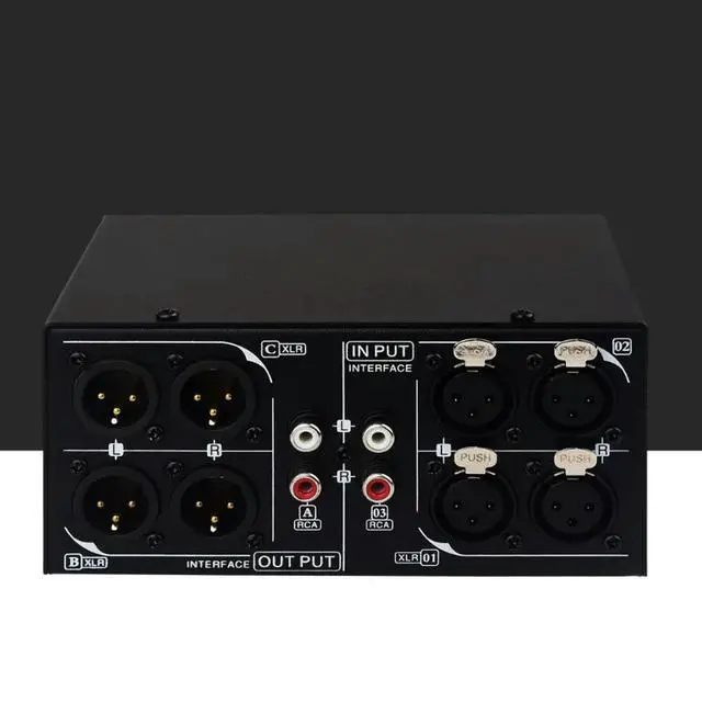 Alt view image 3 of 3 - 3 In 3 Out Fully Balanced XLR Signal Passive Stereo Switcher Balanced and Unbalanced Audio Converter