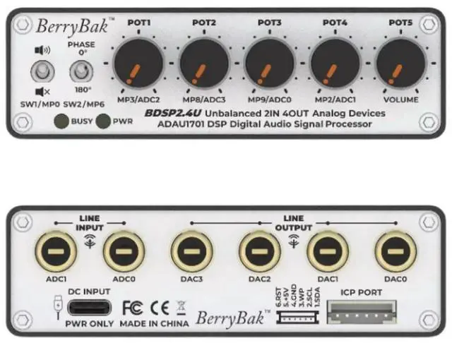 Alt view image 2 of 3 - BDSP2.4U ADAU1701 Audio processing front-end 2.1 4.0 DSP Integrated 2-in-4-out electronic two-frequency subwoofer
