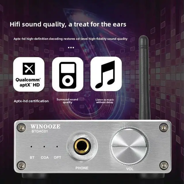 Alt view image 2 of 3 - Bluetooth 5.1 receiver 9038 decoder digital usb computer sound card hi-fi audiophile dac decoding headphone amplifier