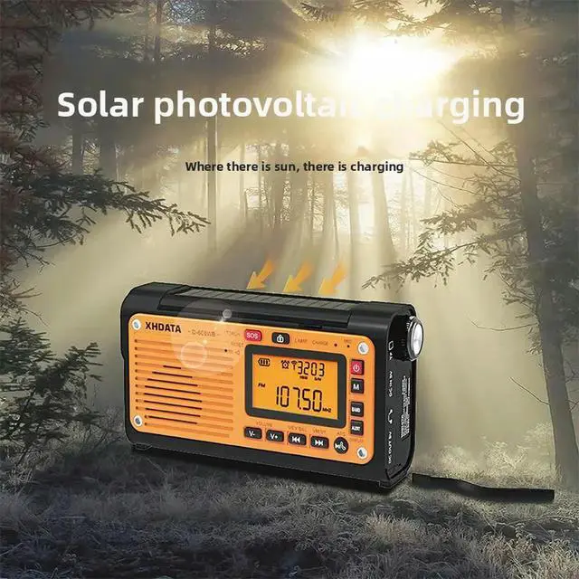 Alt view image 2 of 3 - D608WB Hand Crank Power Generation Outdoor Combat Readiness Emergency Multi-Function Radio Solar Flashlight