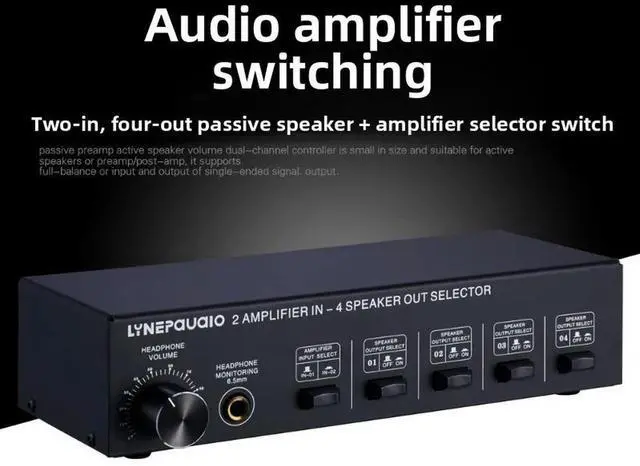 Main image of 2-in 4-out Passive Amplifier and Speaker Switcher Speaker Switch Distributor Headphone Output Lossless Sound