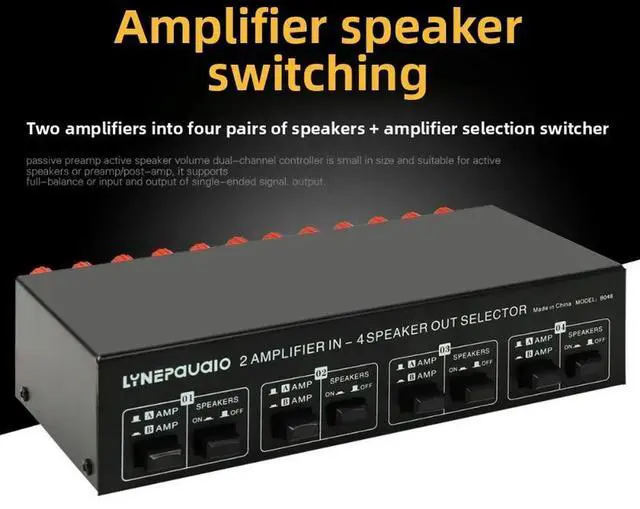 Main image of 2 Input 4 Output Passive Amplifier Speaker Selector Switcher Speaker Switch Distributor Partition Comparator Lossless