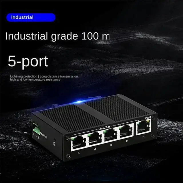 Alt view image 2 of 3 - 8X 5 Port 100Mbps Network Switch Ethernet Industrial Grade Switch Unmanaged Rail Type Industrial Network Splitter