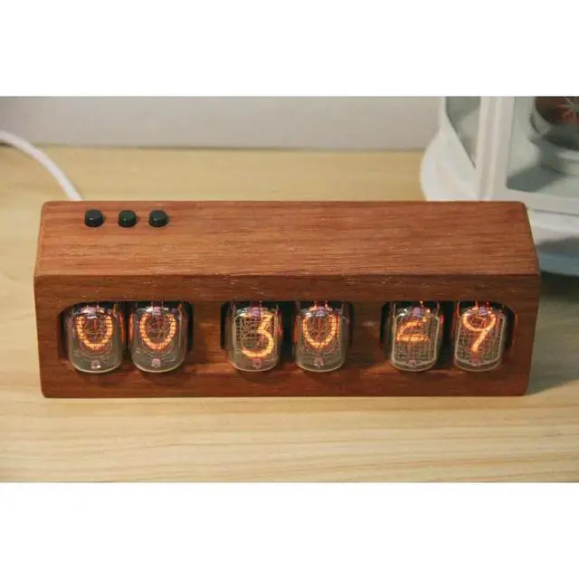 Alt view image 2 of 3 - Glow Clock Electronic Tube Creative Chinese Retro IN12 African Red Rosewood DIY Ornament Natural Wood Cyberpunk