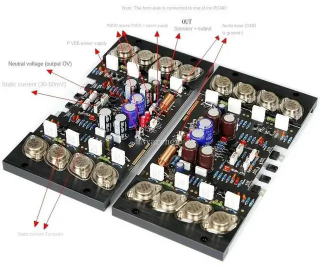 Alt view image 3 of 3 - Nvarcher Gold sealed tube pure power amplifier board 90W*2 Stereo Audio Amplifier
