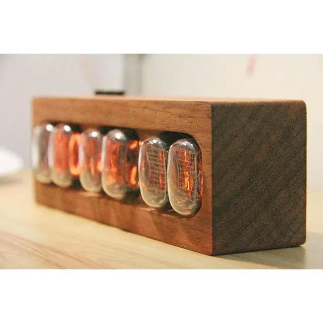 Alt view image 3 of 3 - Glow Clock Electronic Tube Creative Chinese Retro IN12 African Red Rosewood DIY Ornament Natural Wood Cyberpunk