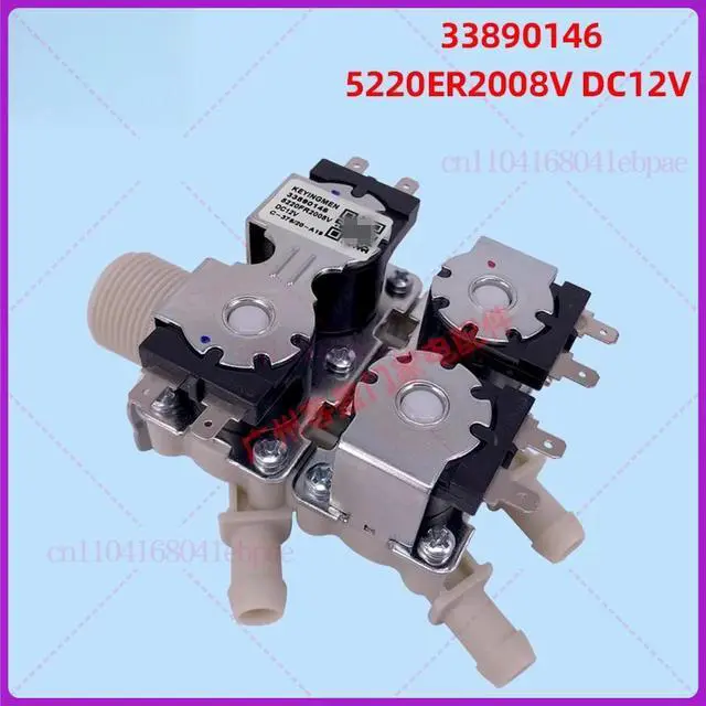 Alt view image 2 of 3 - Water inlet four-valve solenoid valve 5220FR2008V for drum washing machines DC12V