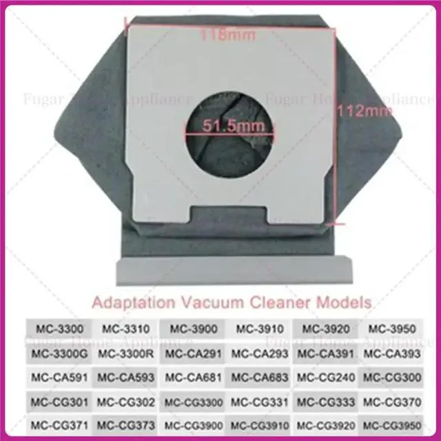 Alt view image 2 of 3 - 10pcs Reusable Washable Cloth Dust Bag For Panasonic MC-3300 MC-3310 MC-390s Vacuum Cleaner Parts Accessories