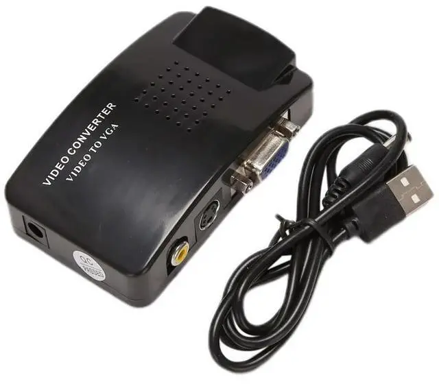 Main image of AV to VGA Adapter RCA VGA Converter PC RCA Composite S-Video AV Input to PC VGA LCD Output Converter Switch Box