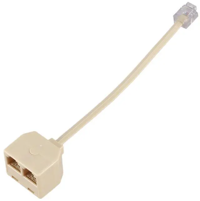 Alt view image 3 of 6 - RJ11 6P4C 2 Way Outlet Telephone Jack Line Splitter Adapter Beige