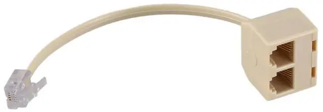 Main image of RJ11 6P4C 2 Way Outlet Telephone Jack Line Splitter Adapter Beige
