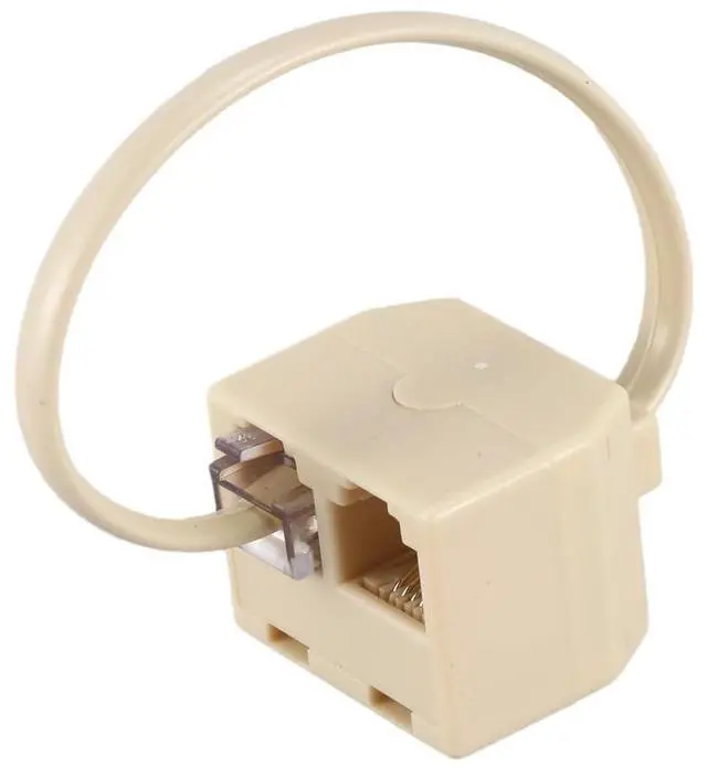 Alt view image 2 of 6 - RJ11 6P4C 2 Way Outlet Telephone Jack Line Splitter Adapter Beige